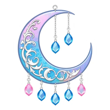 glossy Pastel iridescent crystal crescent damask moon suncatcher sticker