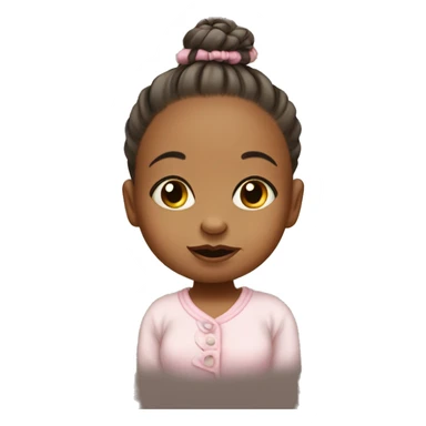 Baby girl with a pacifier in her mouth
with her hair tied up in a bun sticker