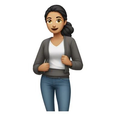 mujer morena crespa con buzo sticker