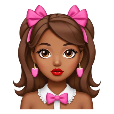 una chica morena de pelo con lazos y pintalabios en plan gossip girl sticker