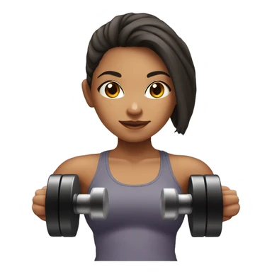 Mixed race girl at the gym holding a dumbbell sticker