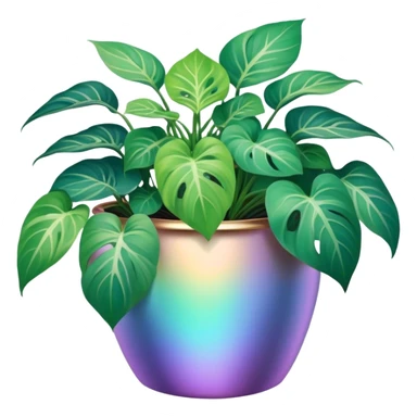 pastel pothos in iridescent pot sticker