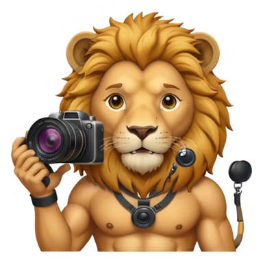 lion, egypt ancient lion with camera sticker