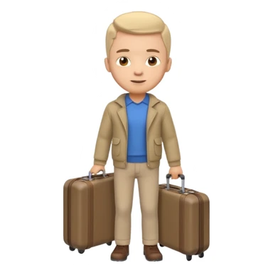 man carrying a suitcase portrait, head and shoulders only, suitcase handle visible near shoulder, casual travel outfit, confident expression, travel vibe, 3D cartoon style, mobile game icon style, clean background, no text, no watermark sticker