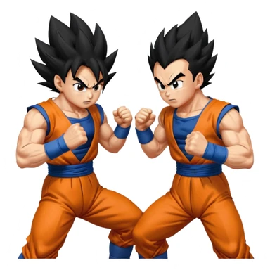 Goku vs Vegeta clashing punching struggling querral fight  sticker