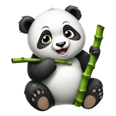 Panda with a really cute face eating bamboo sticker