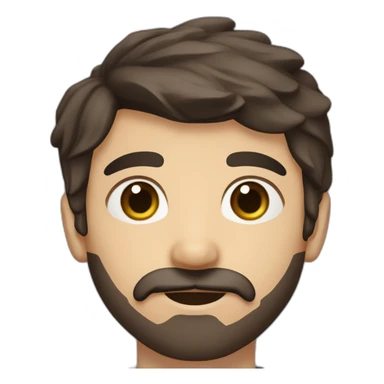 A young Caucasian man with dark brown eyes, almond-shaped eyes, short dark brown hair, and a small dark brown beard with a more prominent mustache. sticker