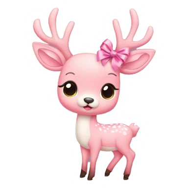 Baby pink deer with ribbon sticker