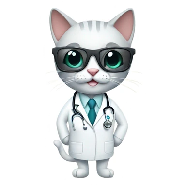 smiling doctor cat wearing black sunglasses sticker