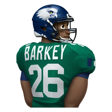 Saquon Barkley in Green Eagles jersey with number 26 sticker