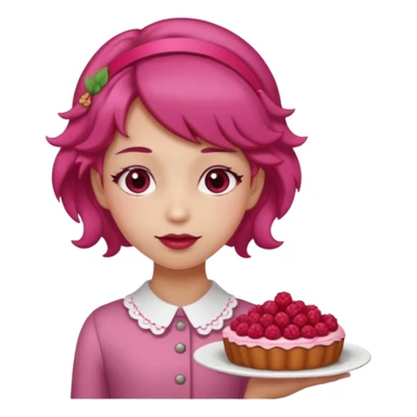 Raspberry torte human girl full body and legs with a raspberry barrette on her hair sticker
