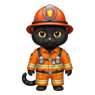 black cat in firefighter suit sticker