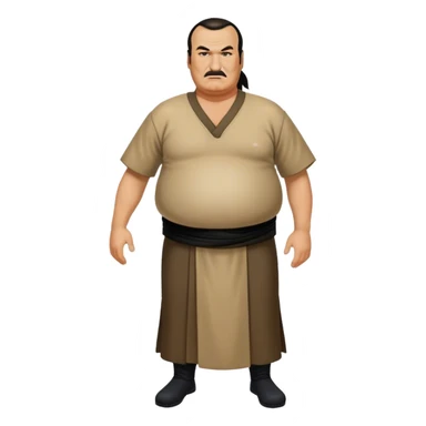 unhealthy steven segal full-body balding with ponytail. pot belly sticker