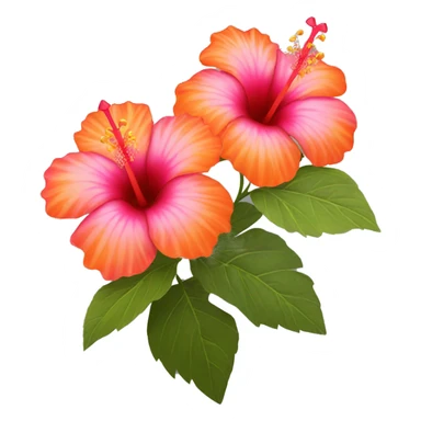pink and orange hibiscus flowers sticker
