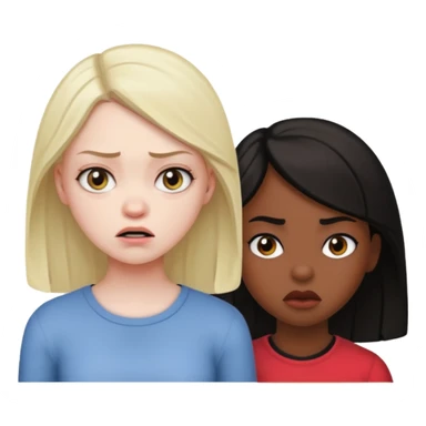 Envy - feeling of discontent at another's advantages or possessions - young plain girl looking angrily at a very pretty black girl  sticker