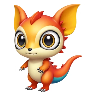 Randomly-colored exotic colorful chibi Fakémon-creature sticker