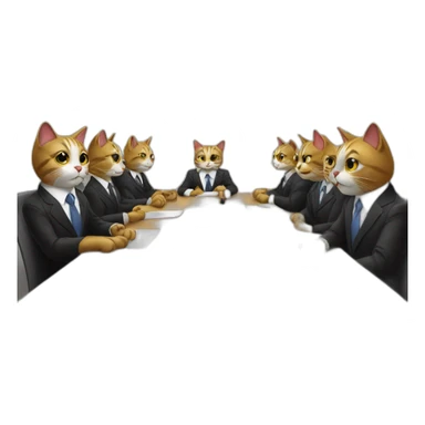 cats in business suits sit at the table at a meeting sticker