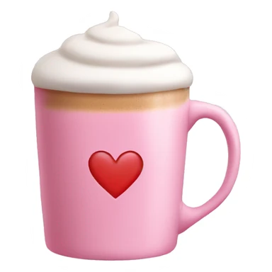 pink mug with latte and heart sticker