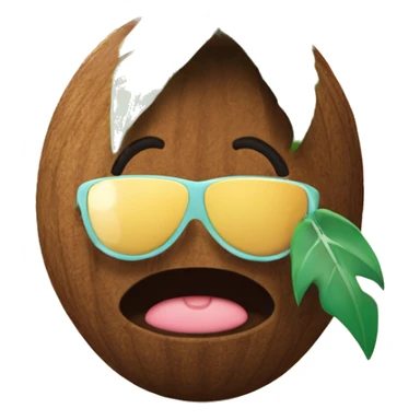 quiero un emoji con un coco y una flor hawaiana que diga gracia  sticker