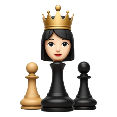 queen chess piece, black, classic chess set sticker