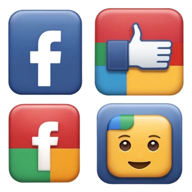 Socail media sauare emoji style icons 
Creat the quadrant with the logos of F.B, X, Trustpilot, Instagram, Youtube, Linkedineach icon is ther only ones, asme size, only icons of the social media that I mentioned only 6 icons and only of the companies that I mentioned sticker