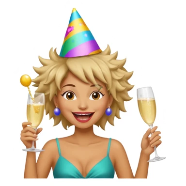Funny, fast-talking, a little unpredictable. Life of the party vibes. woman with crazy hair
more dinamic emoji  sticker