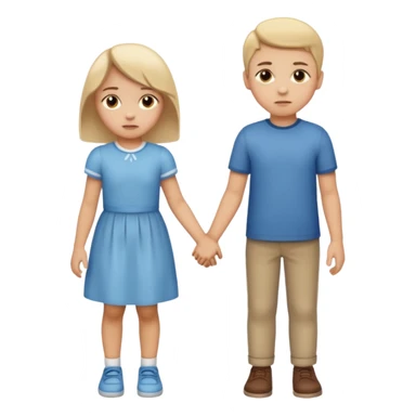 Apple iOS emoji style.
A couple holding hands, boy and girl.
The girl shows a slightly uneasy, hiding expression.
A second boy appears faintly behind her, slightly blurred or partially cropped, implying secrecy.
Clean emoji proportions, soft highlights, neutral background removed.
 sticker