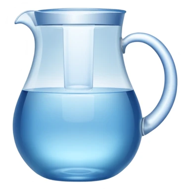 A water pitcher, transparent, slightly blue water, no lid, no droplets, tall. Without a handle and without spout.
 sticker