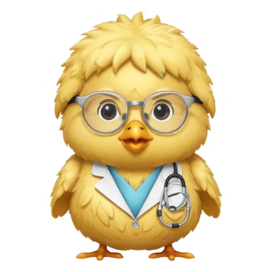 chick animal with glasses, wearing doctor uniform sticker