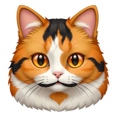 calico cat with small head, hazel eyes, and short but chubby body sticker