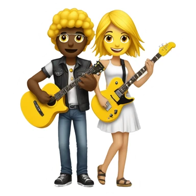 relacion de pareja chico amarillo y chica rockera blanca sticker