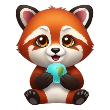 red panda with glob in her hands sticker