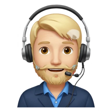 a sales agent with headphones and beard blonde hair smile sticker