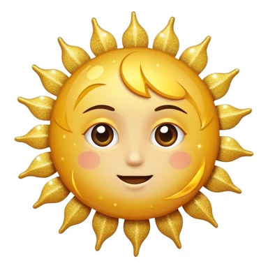 sun in 2d golden glitter in colour without face sticker