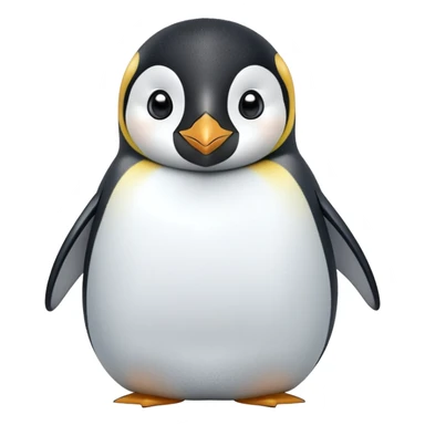 cinematic-cute-emperor-penguin-portrait-emoji,-head-tilted-playfully-and-inquisitively,-with-glossy,-pristine-plumage-accented-by-a-bright-beak-and-round,-sparkling-eyes-filled-with-curiosity,-simplified-yet-irresistibly-adorable-features zoomed into the face sticker