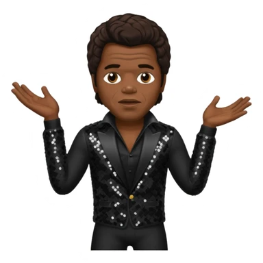 James Brown with dark brown, black sequin outfit sticker