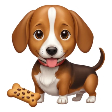 beagle dachshund mix with a treat sticker