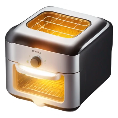 Glowing light shining out of air fryer drawer  sticker