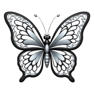 Black and silver filigree butterfly, 3D, extremely detailed design sticker