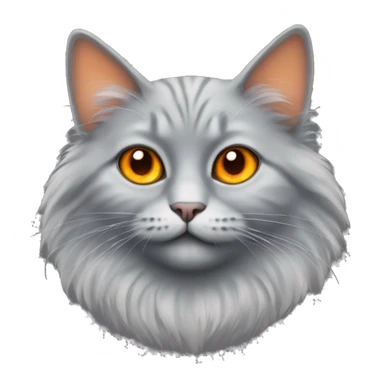 A fluffy gray cat with orange eyes in a butterfly sticker
