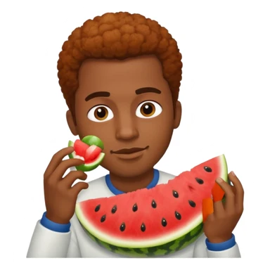 black man eating watermelon and chicken sticker