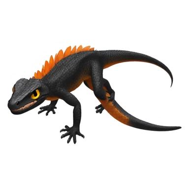 Black Shiny Lizard-Reptile-Raptor-Fakémon with Orange belly Full Body sticker