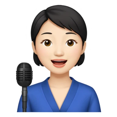 asian woman singing no microphone sticker