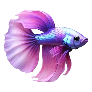 Pretty iridescent long fin betta fish blue and purple pink facing left realistic sticker