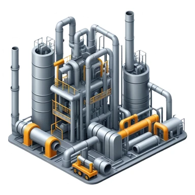 AI-powered factory. It should be a building with pipes sticker