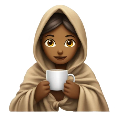 girl inside a blanket sipping coffee eyes closed with bow on head  sticker