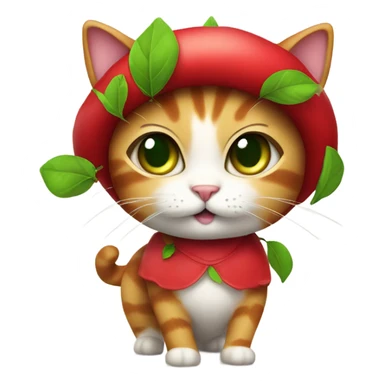 Cat wearing a cherry costume sticker