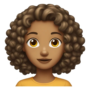 Tan skinned girl around 12 with brunette medium length curly hair sticker