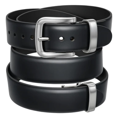 Black leather belt with silver belt buckle sticker