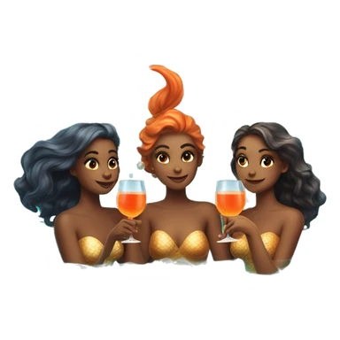 Three beautiful mermaids drinking aperol sticker